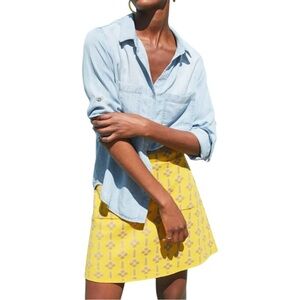 Maeve Quant Mini Skirt Yellow A-Line Yellow Gray Geometric Print Large